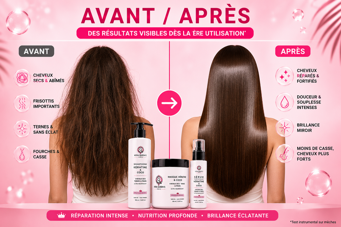 Kera Queen's Paris — Soin Kératine & Coco (Shampoing + Masque + Sérum)