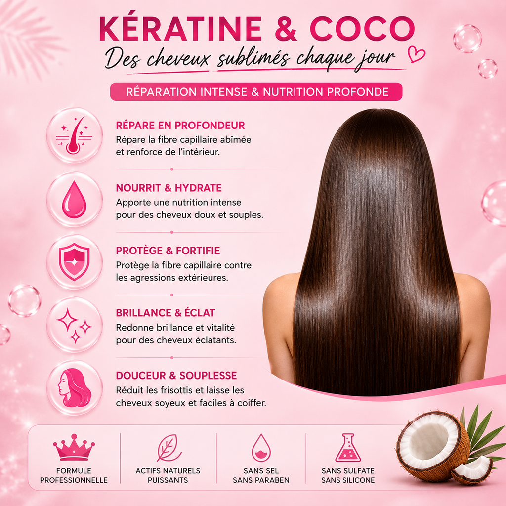 Kera Queen's Paris — Soin Kératine & Coco (Shampoing + Masque + Sérum)
