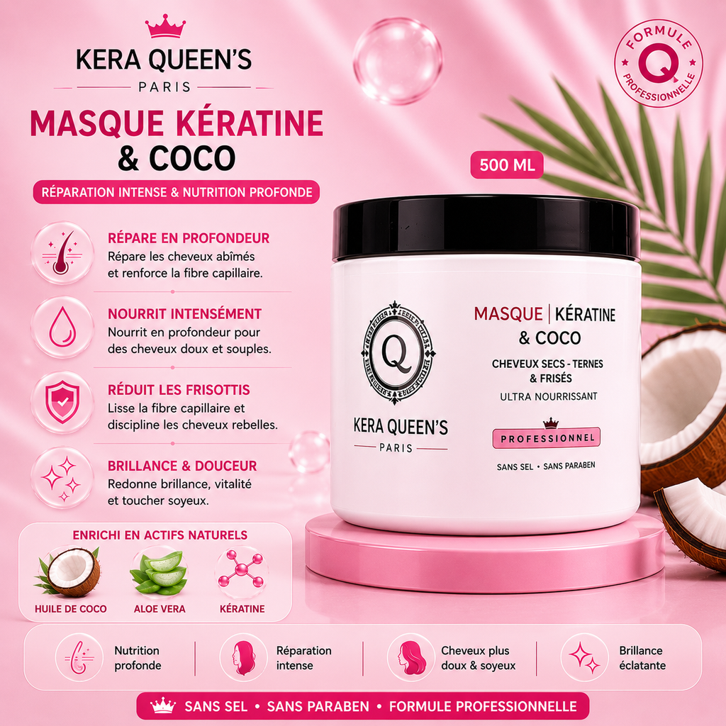 Kera Queen's Paris — Soin Kératine & Coco (Shampoing + Masque + Sérum)