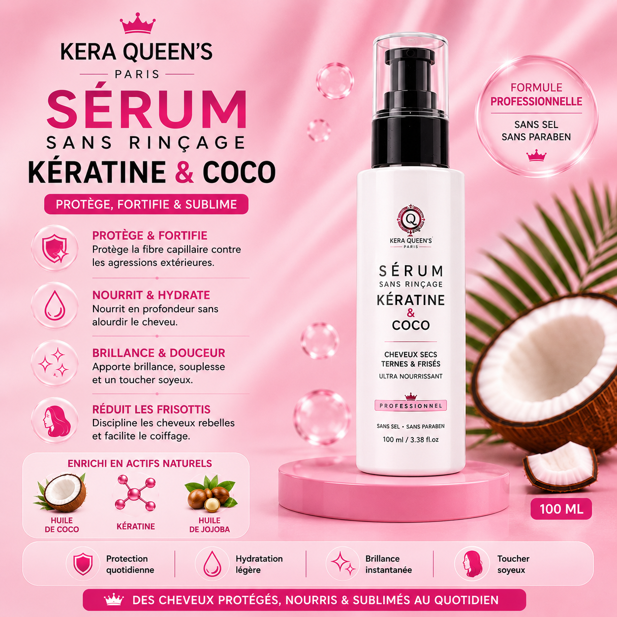 Kera Queen's Paris — Soin Kératine & Coco (Shampoing + Masque + Sérum)