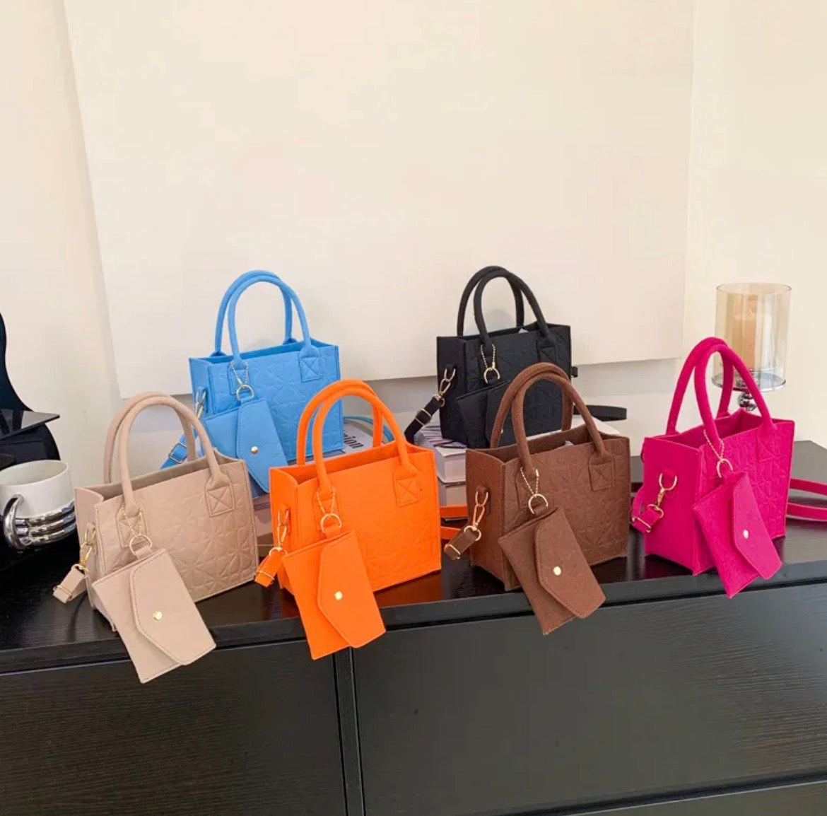 Lot de 5 Sacs à Main — Mini Tote Bag Premium (5 Couleurs)